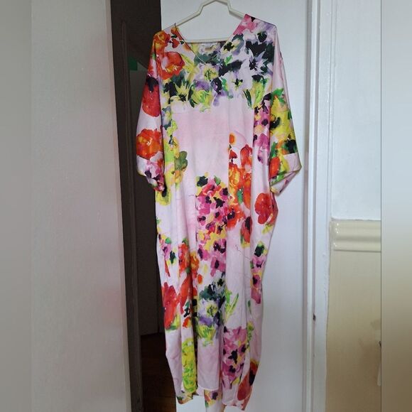 NWOT Natori Floral Multicolor Caftain PJ - Picture 1 of 8